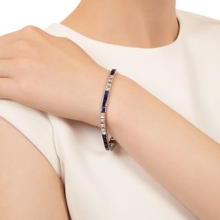 Art Deco Diamond And Sapphire* Line Bracelet