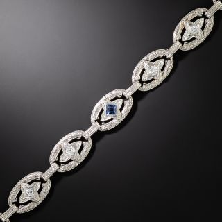 Art Deco Diamond and Sapphire Link Bracelet by Krementz - 2