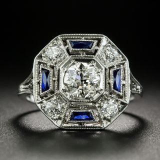Art Deco Diamond and *Sapphire Octagonal Ring - 2