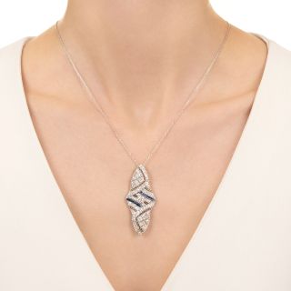Art Deco Diamond And Sapphire* Pendant Necklace