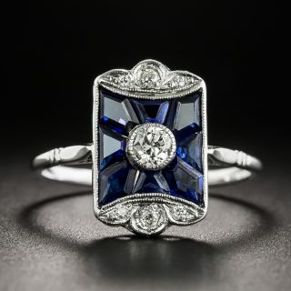 Art Deco Diamond and *Sapphire Ring - 2