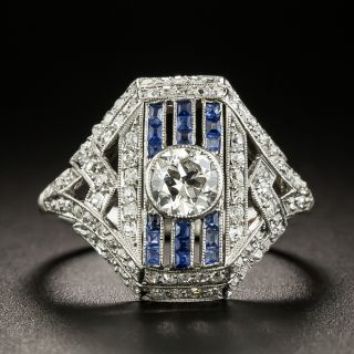 Art Deco Diamond and Sapphire Ring - 2