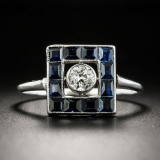 Art Deco Diamond and Sapphire Ring - 3