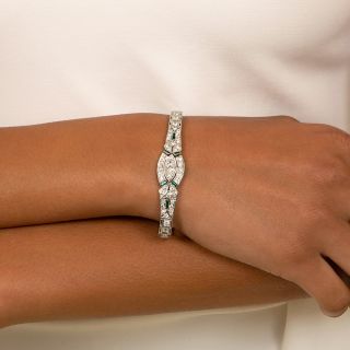 Art Deco Diamond and Synthetic Green Spinel Bracelet