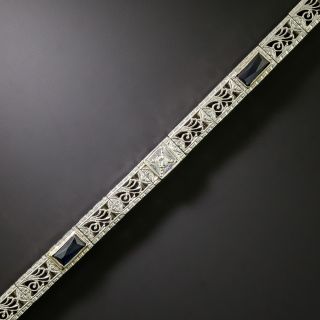 Art Deco Diamond and Synthetic Sapphire Bracelet - 2
