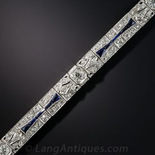 Art Deco Diamond and Synthetic Sapphire Bracelet - 1