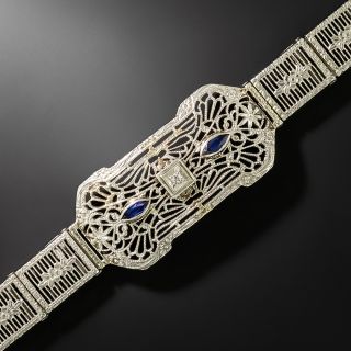 Art Deco Diamond and Synthetic Sapphire Bracelet - 3