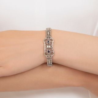 Art Deco Diamond and Synthetic Sapphire Bracelet