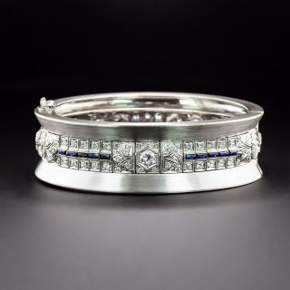 Art Deco Diamond and Synthetic Sapphire Bracelet with 1940s Sleeve - 2