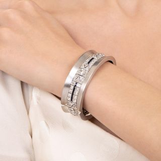 Art Deco Diamond and Synthetic Sapphire Bracelet with 1940s Sleeve