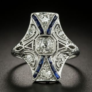 Art Deco Diamond and Synthetic Sapphire Dinner Ring - 3
