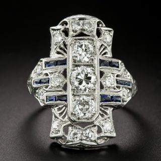 Art Deco Diamond and Synthetic Sapphire Dinner Ring - 2