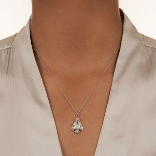 Art Deco Diamond and Synthetic Sapphire Drop Pendant