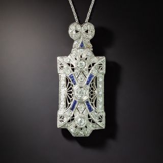 Art Deco Diamond and Synthetic Sapphire Lavalier - 1