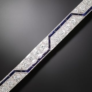 Art Deco Diamond and Synthetic Sapphire Line Bracelet - 3