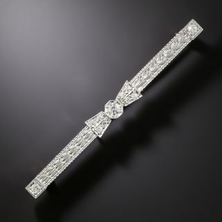 Art Deco Diamond Bow Motif Bar Pin - 1