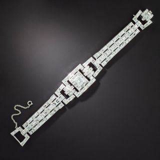 Art Deco Diamond Bracelet with 2.29 Carat Square-Cut Diamond Center - GIA J VS1 - 2