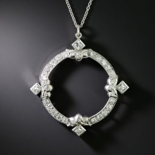 Art Deco Diamond Circle Pendant - 1