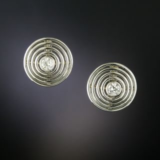 Art Deco Diamond Circular Earrings  - 3