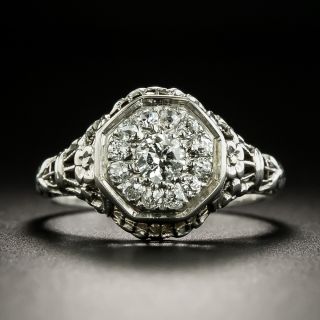 Art Deco Diamond Cluster Engagement Ring - 2