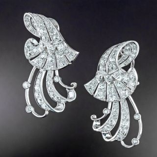 Art Deco Diamond Cornucopia Earrings - 2