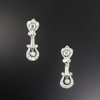 Art Deco Diamond Dangle Earrings  - 2