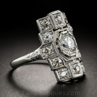 Art Deco Diamond Dinner Ring .90 Carat Center
