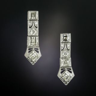 Art Deco Diamond Drop Earrings - 3