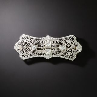 Art Deco Diamond Filigree Brooch - 2
