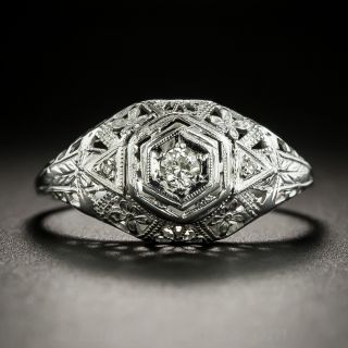 Art Deco Diamond Filigree Engagement Ring - 3