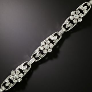 Art Deco Diamond Flower Link Bracelet - 2