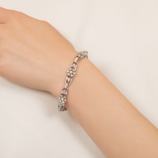 Art Deco Diamond Flower Link Bracelet