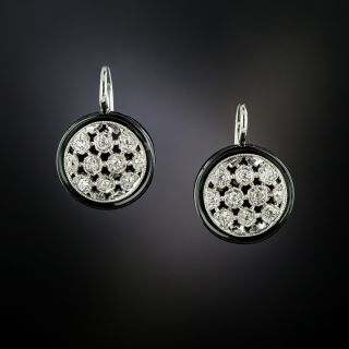 Art Deco Diamond Onyx Drop Earrings - 3