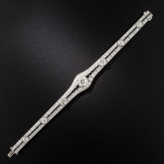 Art Deco Diamond Onyx Platinum Bracelet - 5