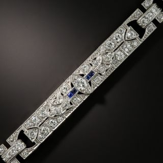 Art Deco Diamond Platinum Calibre Sapphire Bracelet - 1
