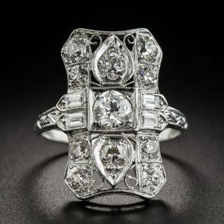 Art Deco Platinum Diamond Dinner Ring - 1
