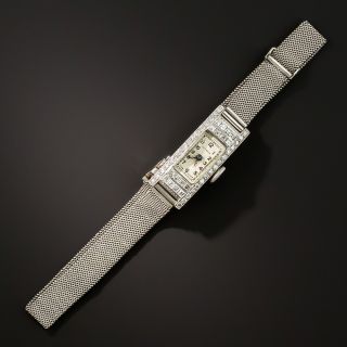 Art Deco Diamond Platinum Mesh Bracelet Watch