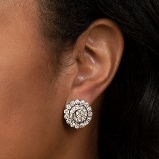 Art Deco Diamond Spiral Cluster Clip Earrings