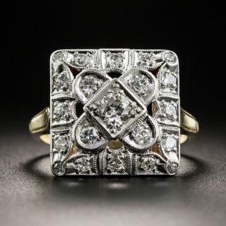 Art Deco Diamond Square Dinner Ring