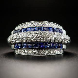 Art Deco Diamond Synthetic Sapphire Band Ring - 1