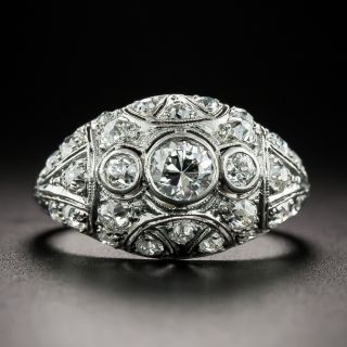 Art Deco Diamond Three-Stone Bombé Ring - 2