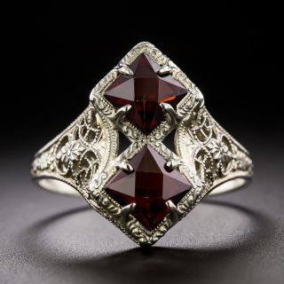 Art Deco Double-Garnet Filigree Ring by Ostby and Barton - 3
