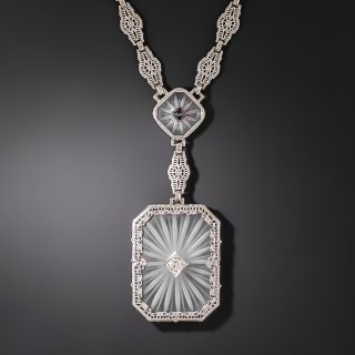Art Deco Double Rock Crystal and Diamond Necklace - 4