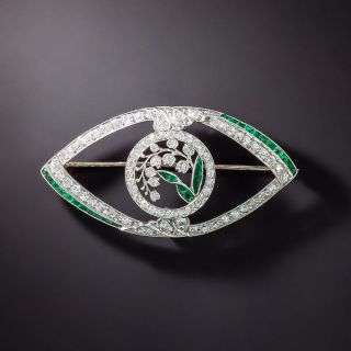 Art Deco Emerald and Diamond Brooch - 2