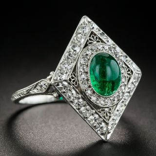 Art Deco Emerald and Diamond Dinner Ring