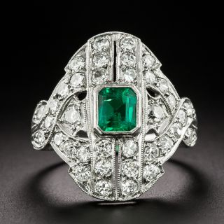 Art Deco Emerald and Diamond Dinner Ring - 2