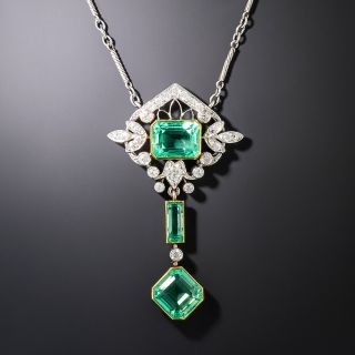 Art Deco Emerald and Diamond Lavalière, by Marcus & Co.  - 2