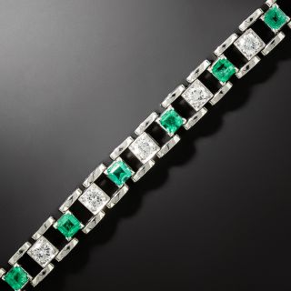 Art Deco Emerald and Diamond Link Bracelet - 3