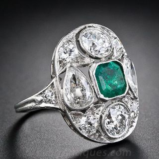Art Deco Emerald and  Diamond  Ring