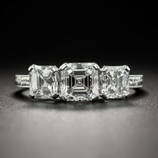 Art Deco Emerald-Cut Diamond Three Stone Engagement Ring - GIA - 3